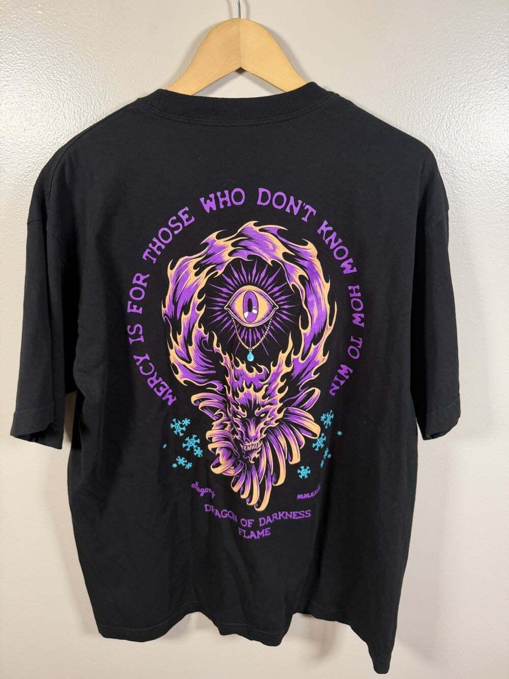 Allegory Clothing Graphic T-shirt Size Large Black Dragon of Darkness Flame